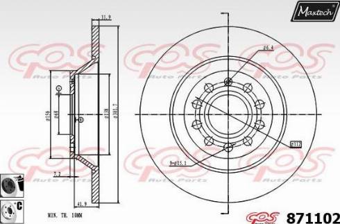 Maxtech 871102.6060 - Тормозной диск autospares.lv