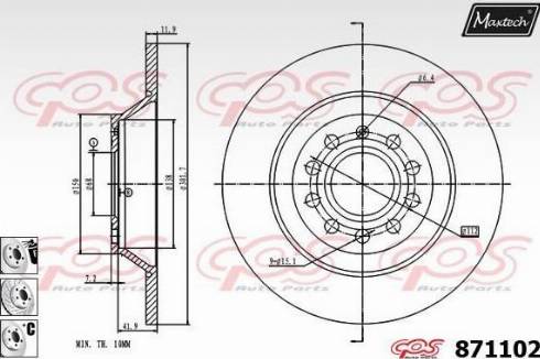 Maxtech 871102.6880 - Тормозной диск autospares.lv