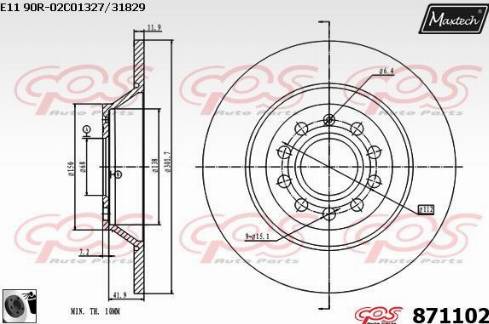 Maxtech 871102.0060 - Тормозной диск autospares.lv