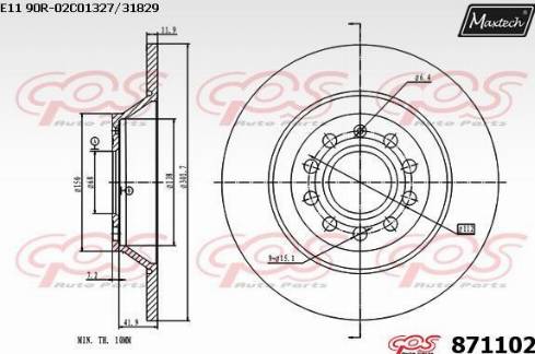 Maxtech 871102.0000 - Тормозной диск autospares.lv