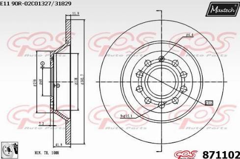 Maxtech 871102.0080 - Тормозной диск autospares.lv