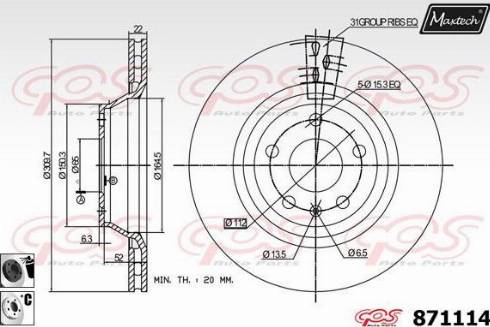 Maxtech 871114.6060 - Тормозной диск autospares.lv