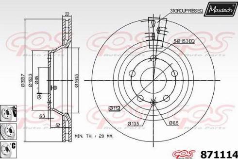 Maxtech 871114.6880 - Тормозной диск autospares.lv