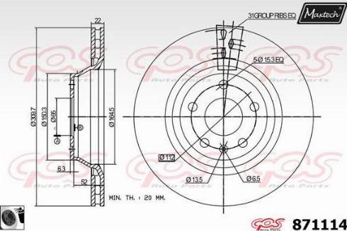 Maxtech 871114.0060 - Тормозной диск autospares.lv