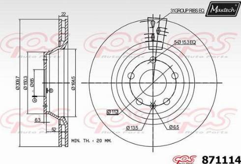 Maxtech 871114.0000 - Тормозной диск autospares.lv