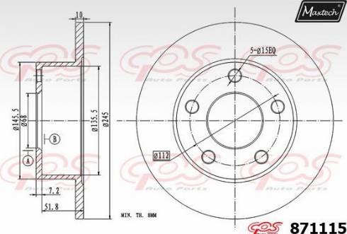 Maxtech 871115.0000 - Тормозной диск autospares.lv