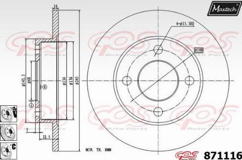 Maxtech 871116.6980 - Тормозной диск autospares.lv