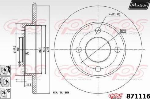 Maxtech 871116.6880 - Тормозной диск autospares.lv