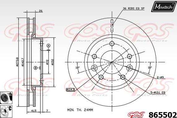 Maxtech 871116 - Тормозной диск autospares.lv