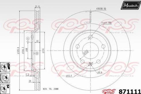 Maxtech 871111.6980 - Тормозной диск autospares.lv