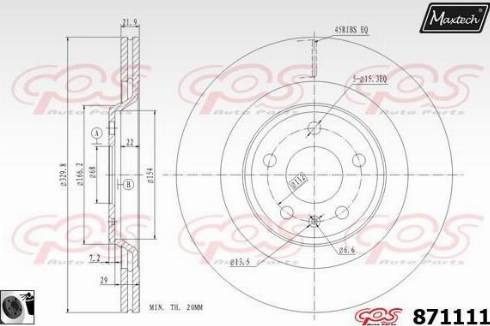 Maxtech 871111.0060 - Тормозной диск autospares.lv