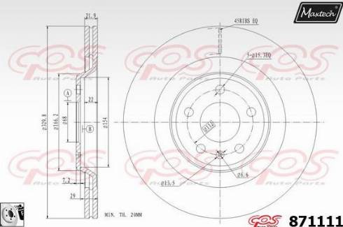 Maxtech 871111.0080 - Тормозной диск autospares.lv