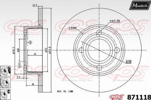 Maxtech 871118.6980 - Тормозной диск autospares.lv