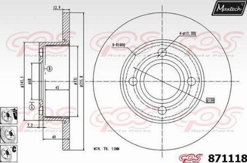 Maxtech 871118.6880 - Тормозной диск autospares.lv