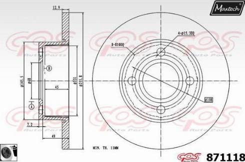 Maxtech 871118.0060 - Тормозной диск autospares.lv