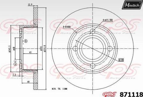 Maxtech 871118.0000 - Тормозной диск autospares.lv