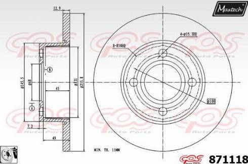 Maxtech 871118.0080 - Тормозной диск autospares.lv