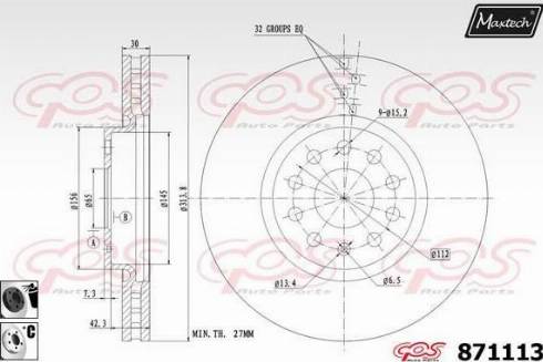 Maxtech 871113.6060 - Тормозной диск autospares.lv