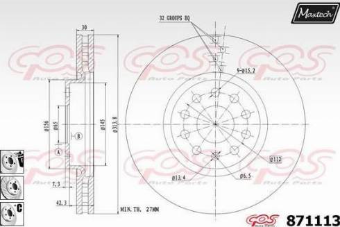 Maxtech 871113.6880 - Тормозной диск autospares.lv