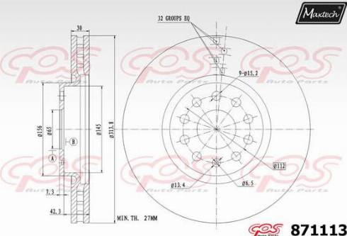 Maxtech 871113.0000 - Тормозной диск autospares.lv