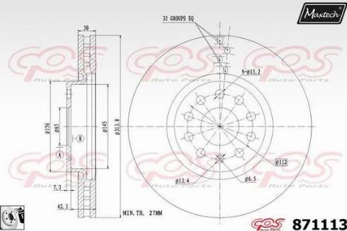 Maxtech 871113.0080 - Тормозной диск autospares.lv