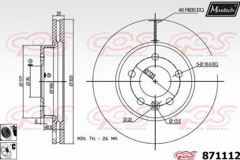 Maxtech 871112.6060 - Тормозной диск autospares.lv