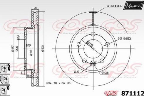 Maxtech 871112.6880 - Тормозной диск autospares.lv