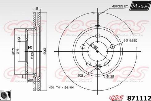 Maxtech 871112.0060 - Тормозной диск autospares.lv