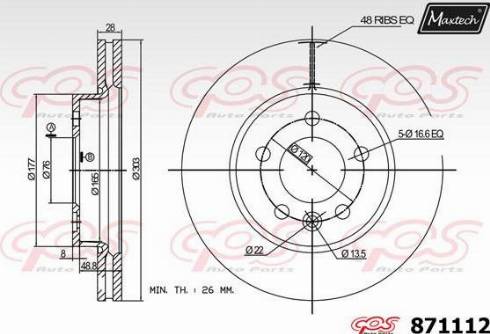 Maxtech 871112.0000 - Тормозной диск autospares.lv