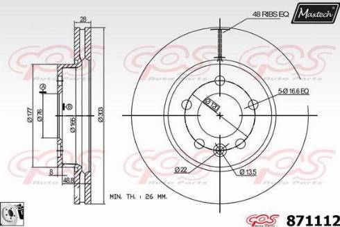 Maxtech 871112.0080 - Тормозной диск autospares.lv