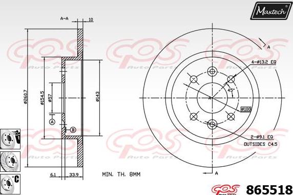 Maxtech 871112 - Тормозной диск autospares.lv