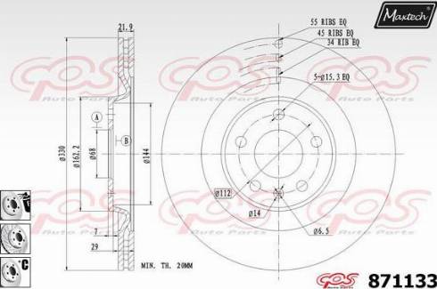 Maxtech 871133.6880 - Тормозной диск autospares.lv