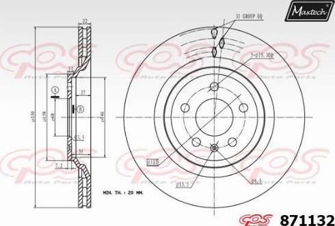 Maxtech 871132.0000 - Тормозной диск autospares.lv