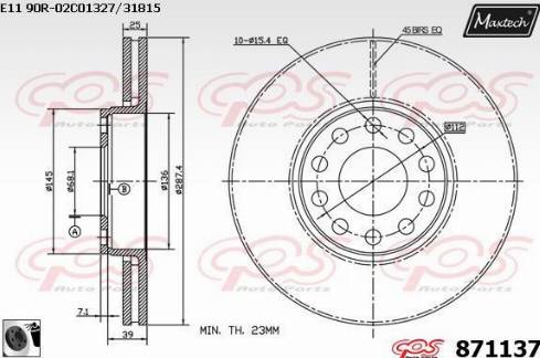 Maxtech 871137.0060 - Тормозной диск autospares.lv