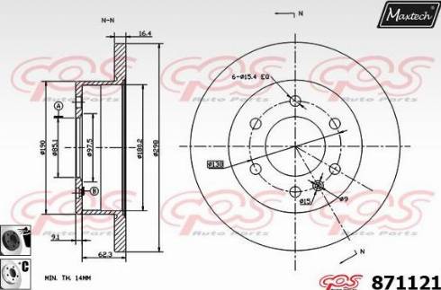 Maxtech 871121.6060 - Тормозной диск autospares.lv