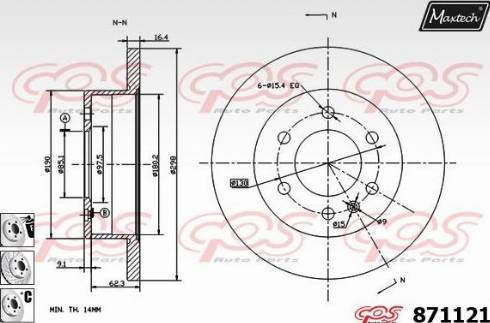 Maxtech 871121.6880 - Тормозной диск autospares.lv