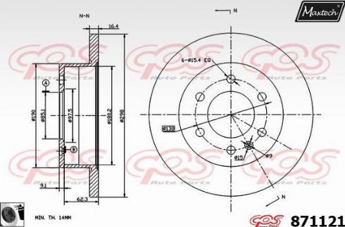 Maxtech 871121.0060 - Тормозной диск autospares.lv