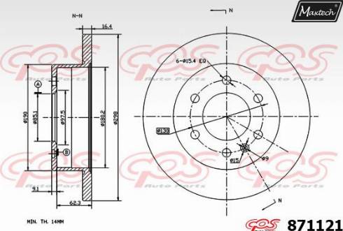 Maxtech 871121.0000 - Тормозной диск autospares.lv