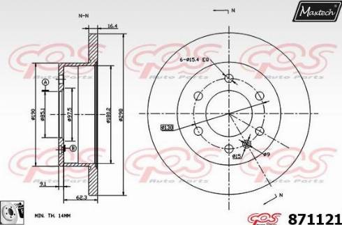 Maxtech 871121.0080 - Тормозной диск autospares.lv