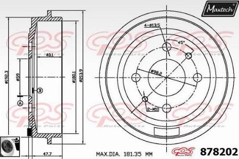 Maxtech 878202.0060 - Тормозной барабан autospares.lv