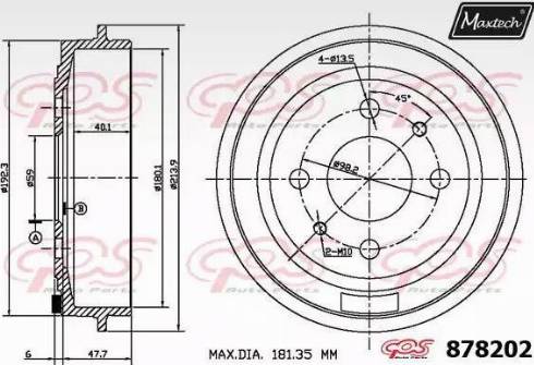 Maxtech 878202.0000 - Тормозной барабан autospares.lv