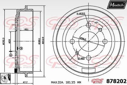 Maxtech 878202.0080 - Тормозной барабан autospares.lv