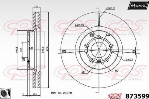 Maxtech 873599.0060 - Тормозной диск autospares.lv