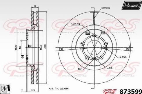 Maxtech 873599.0080 - Тормозной диск autospares.lv