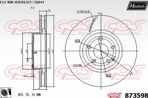 Maxtech 873598.0060 - Тормозной диск autospares.lv