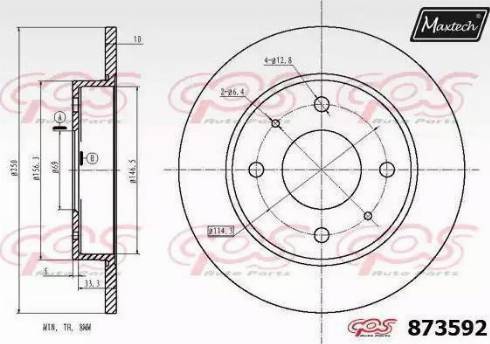 Maxtech 873592.6980 - Тормозной диск autospares.lv