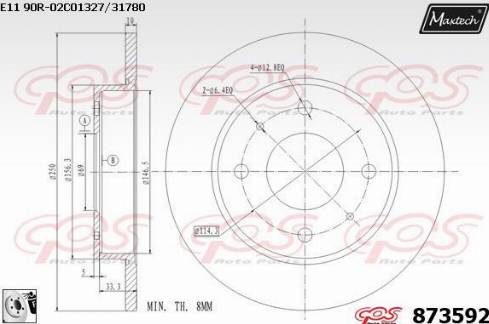 Maxtech 873592.0080 - Тормозной диск autospares.lv