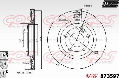 Maxtech 873597.6980 - Тормозной диск autospares.lv