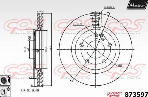 Maxtech 873597.6060 - Тормозной диск autospares.lv