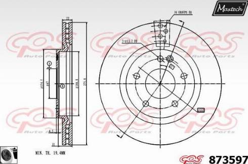 Maxtech 873597.0060 - Тормозной диск autospares.lv